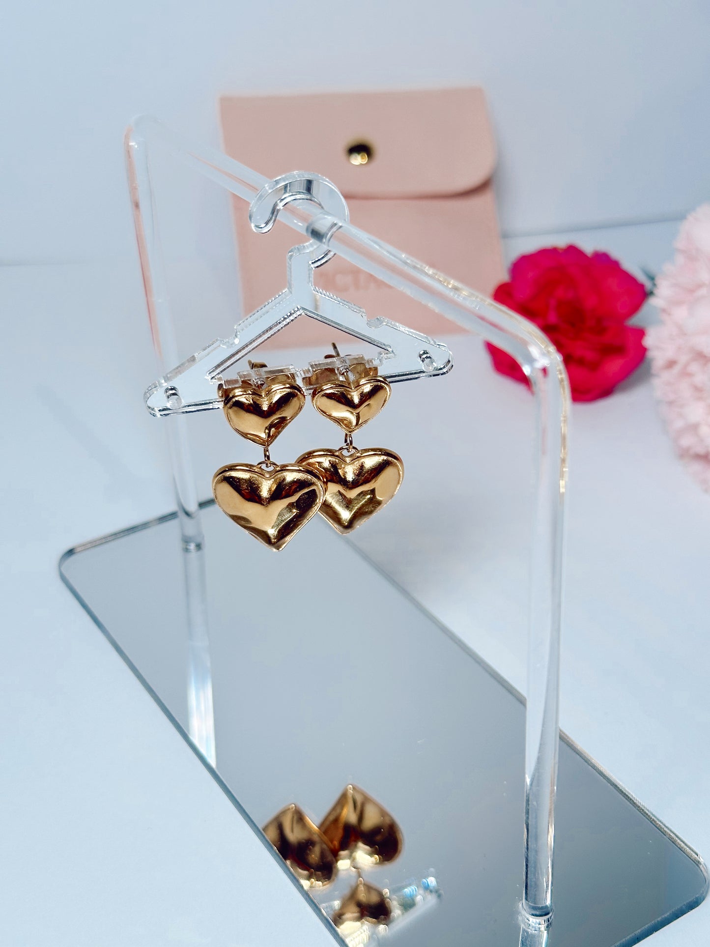 Double heart chunky earrings