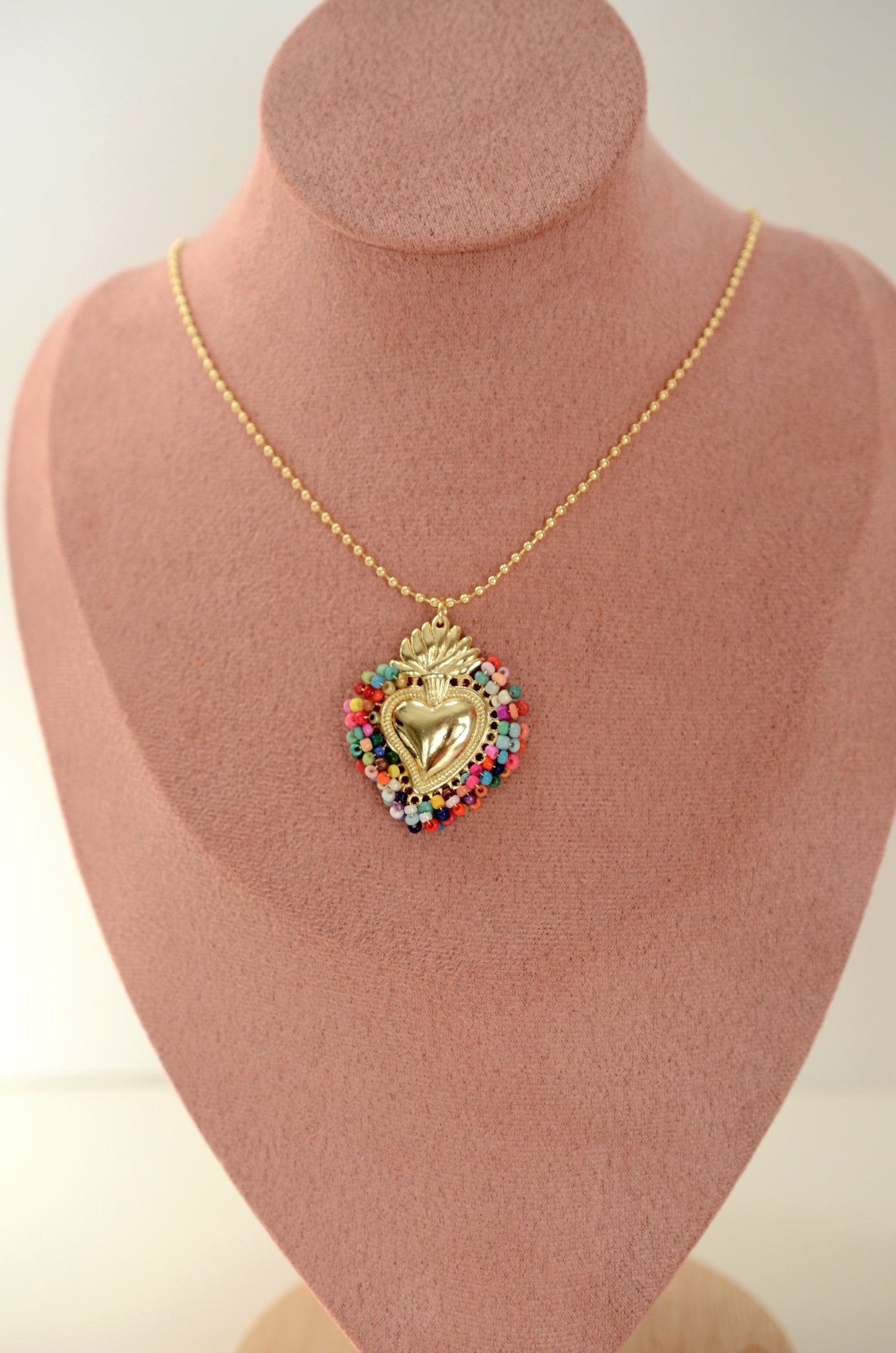 Colorful Sacred Heart Necklace