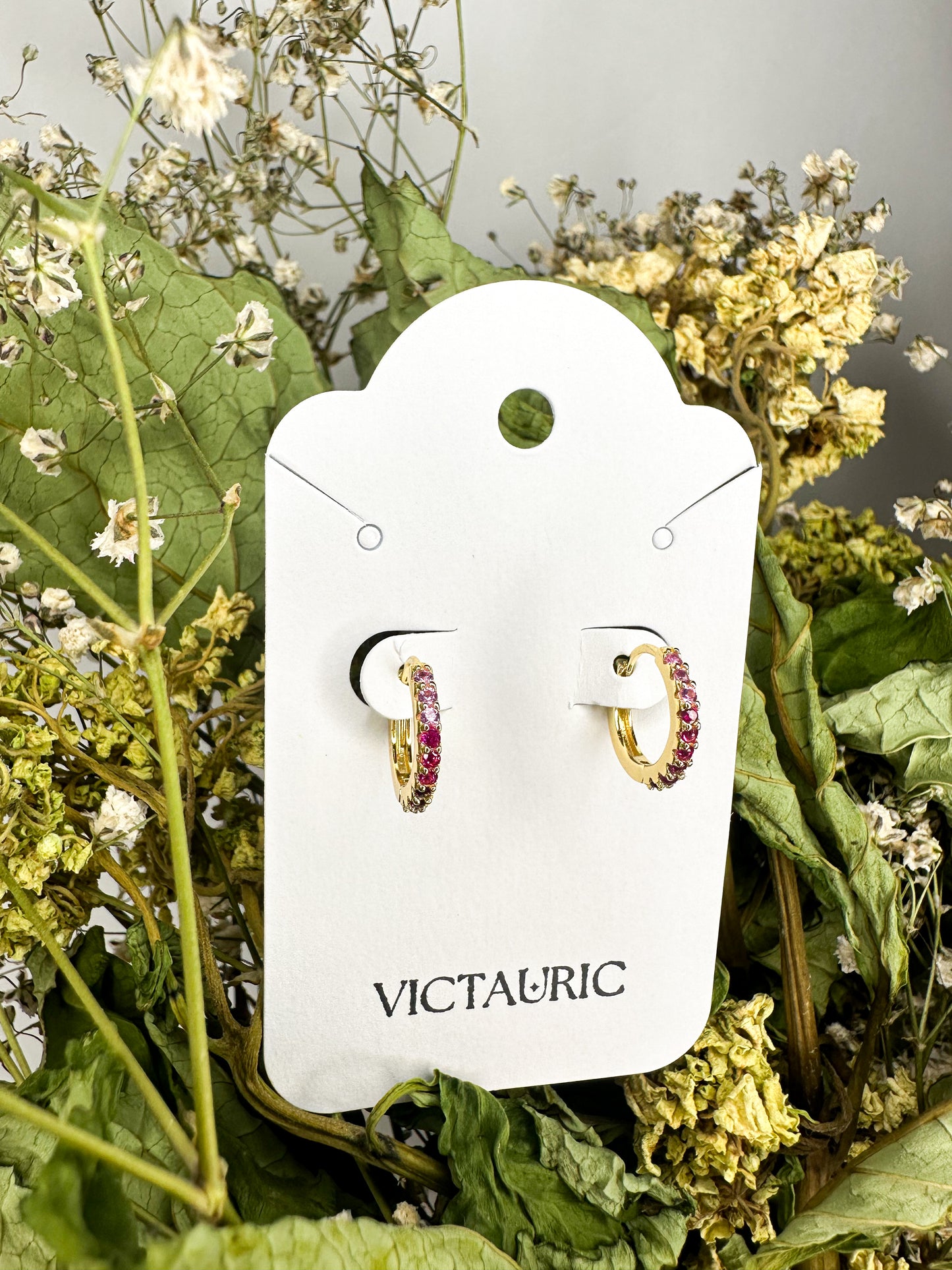 Pink Zircon Hoop Earring