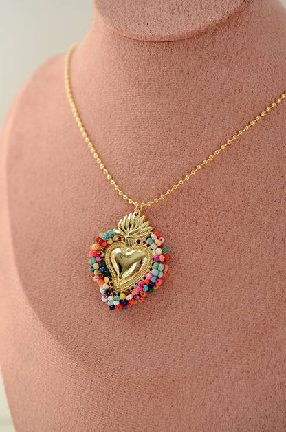 Colorful Sacred Heart Necklace