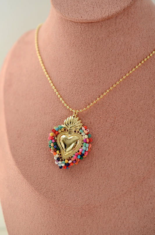 Colorful Sacred Heart Necklace