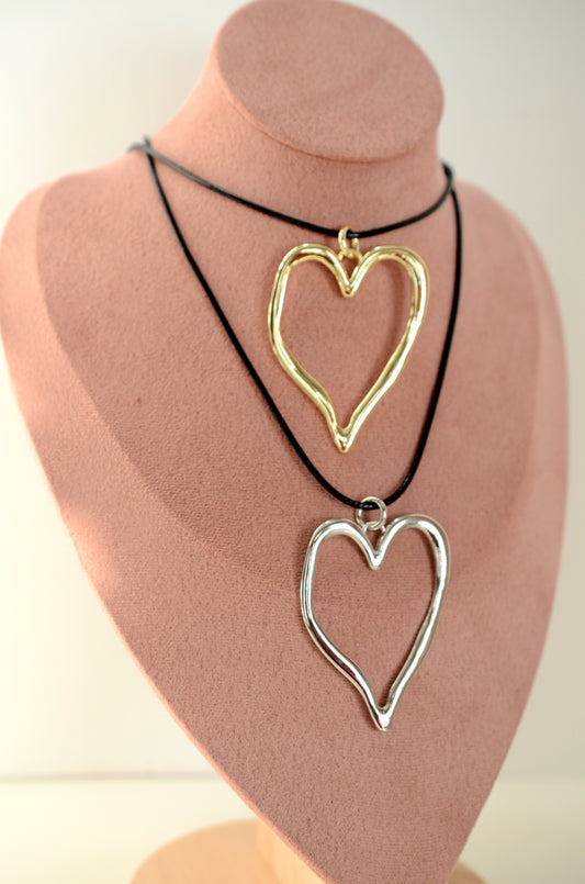 Heart and leather Necklace